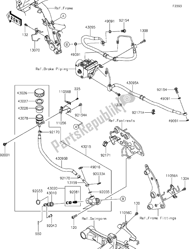 All parts for the 44 Rear Master Cylinder of the Kawasaki EN 650 Vulcan S 2019