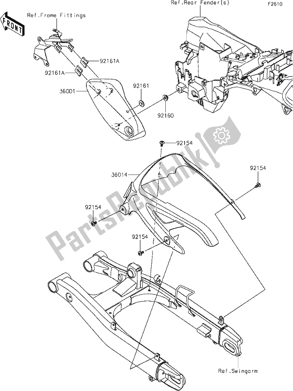 Alle onderdelen voor de 52 Side Covers/chain Cover van de Kawasaki EN 650 Vulcan S 2019