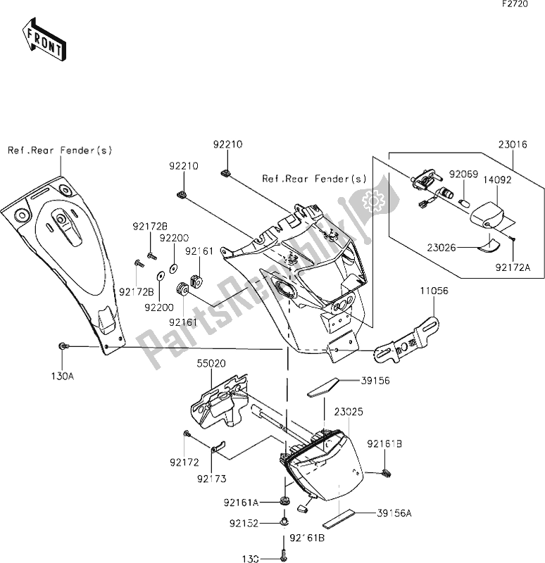 All parts for the 54 Taillight(s) of the Kawasaki EN 650 Vulcan S 2019