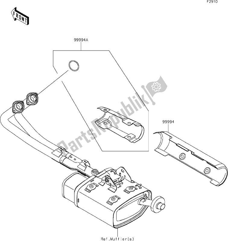 Alle onderdelen voor de 63 Accessory(muffler Cover) van de Kawasaki EN 650 Vulcan S 2019