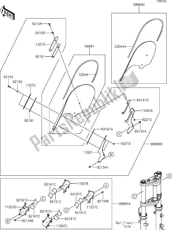 All parts for the 74 Accessory(windshield) of the Kawasaki EN 650 Vulcan S 2019