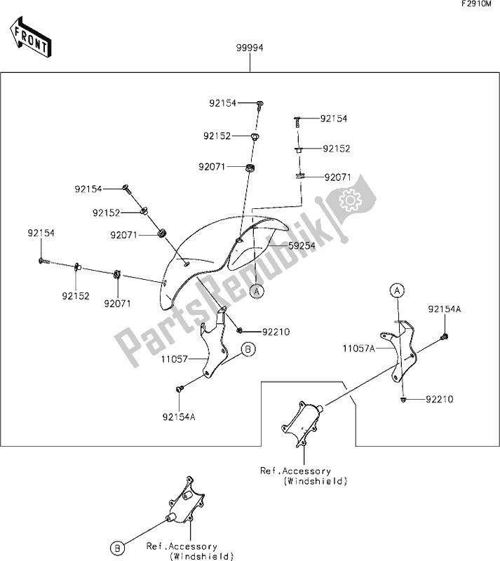 Todas las partes para 75 Accessory(cafe Deflector) de Kawasaki EN 650 Vulcan S 2019