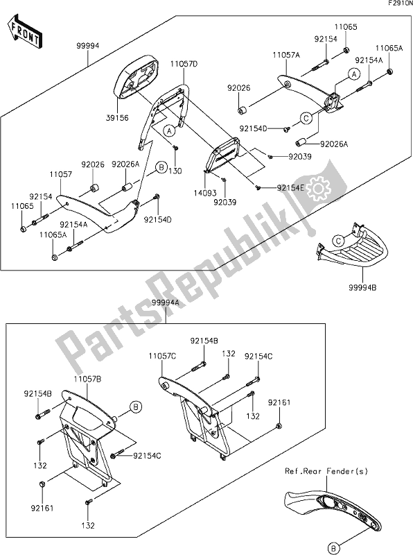 All parts for the 76 Accessory(passenger Backrest) of the Kawasaki EN 650 Vulcan S 2019