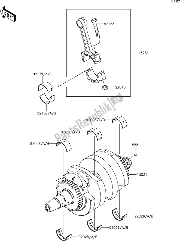 Alle onderdelen voor de 8 Crankshaft van de Kawasaki EN 650 Vulcan S 2019