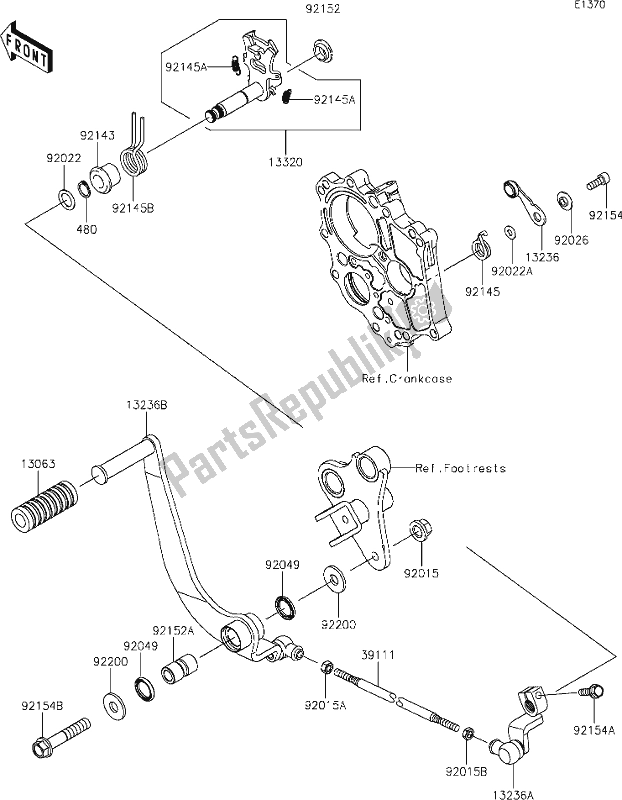 Todas as partes de 13 Gear Change Mechanism do Kawasaki EN 650 Vulcan S 2020