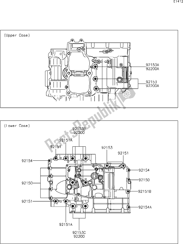 All parts for the 15 Crankcase Bolt Pattern of the Kawasaki EN 650 Vulcan S 2020