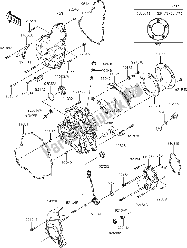 Toutes les pièces pour le 16-1engine Cover(s) du Kawasaki EN 650 Vulcan S 2020