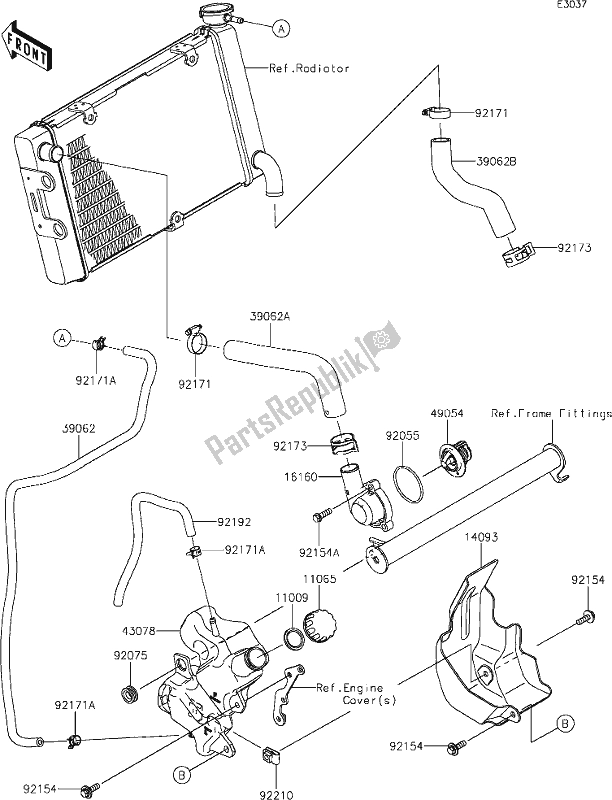 All parts for the 27 Water Pipe of the Kawasaki EN 650 Vulcan S 2020