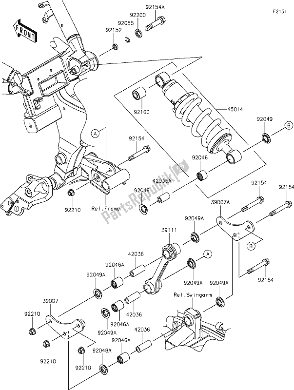 Alle onderdelen voor de 32 Suspension/shock Absorber van de Kawasaki EN 650 Vulcan S 2020