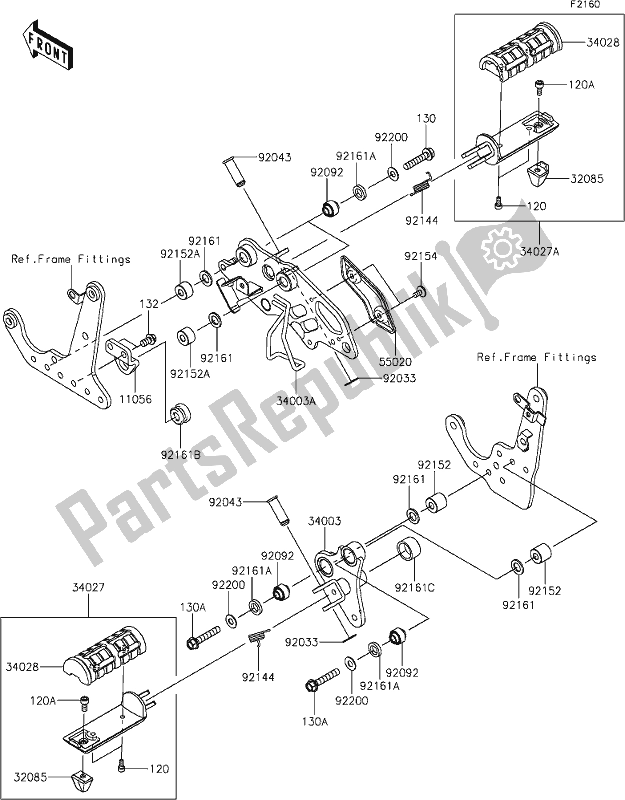 All parts for the 33 Footrests of the Kawasaki EN 650 Vulcan S 2020