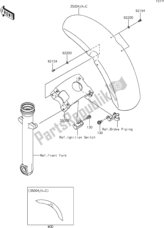 All parts for the 34 Front Fender(s) of the Kawasaki EN 650 Vulcan S 2020