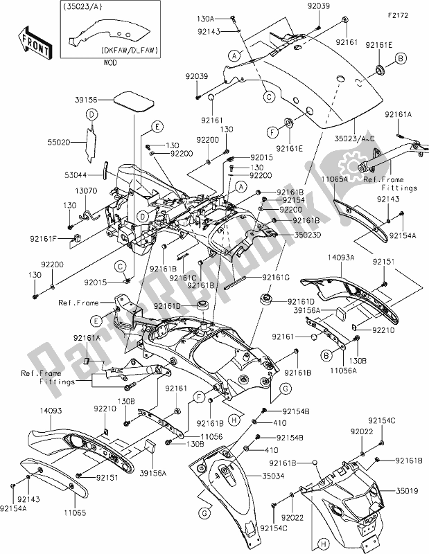 Todas las partes para 35-1rear Fender(s) de Kawasaki EN 650 Vulcan S 2020