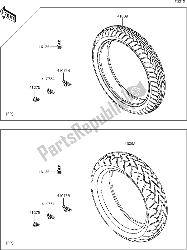 Todas as partes de 37 Tires do Kawasaki EN 650 Vulcan S 2020