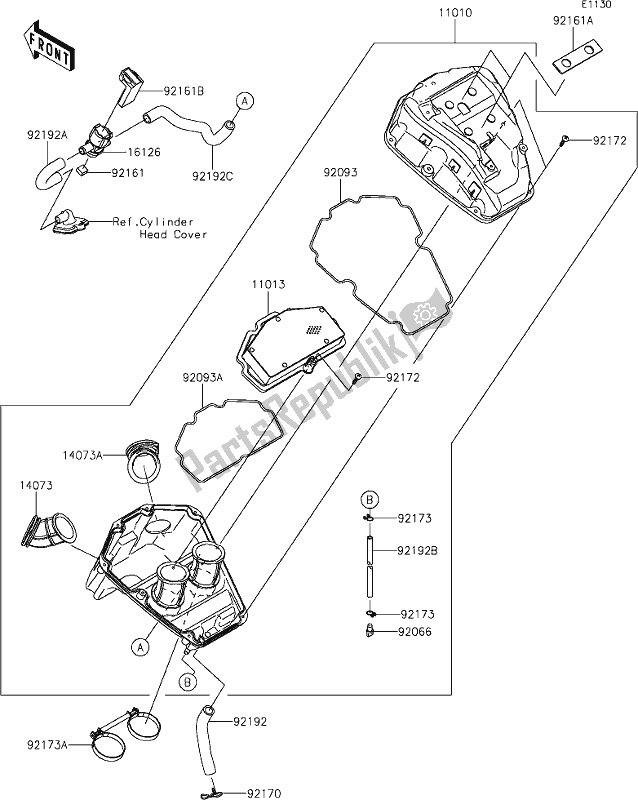 All parts for the 4 Air Cleaner of the Kawasaki EN 650 Vulcan S 2020