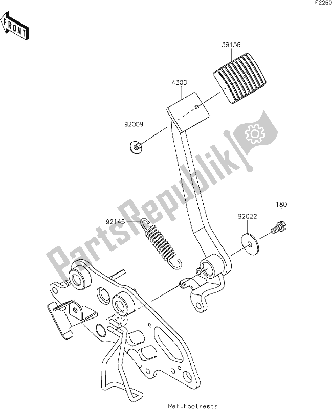 Tutte le parti per il 40 Brake Pedal del Kawasaki EN 650 Vulcan S 2020