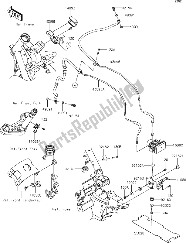 Alle onderdelen voor de 41 Brake Piping van de Kawasaki EN 650 Vulcan S 2020