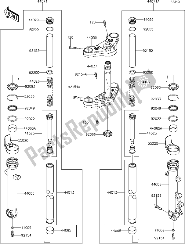 Wszystkie części do 47 Front Fork Kawasaki EN 650 Vulcan S 2020