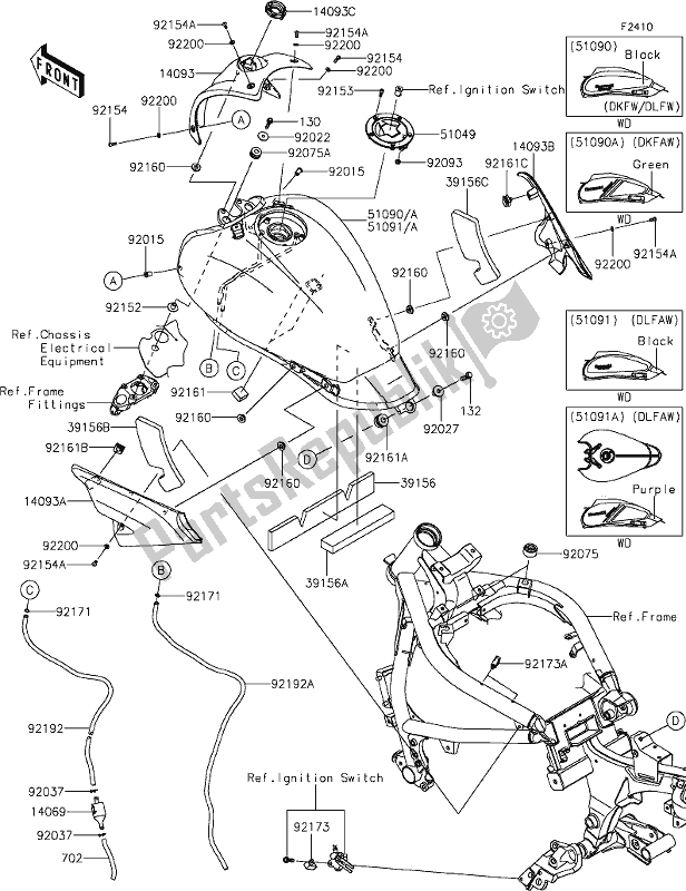 Toutes les pièces pour le 48 Fuel Tank du Kawasaki EN 650 Vulcan S 2020