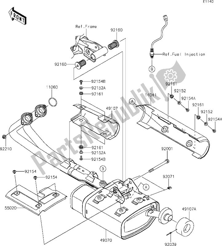 Toutes les pièces pour le 5 Muffler(s) du Kawasaki EN 650 Vulcan S 2020