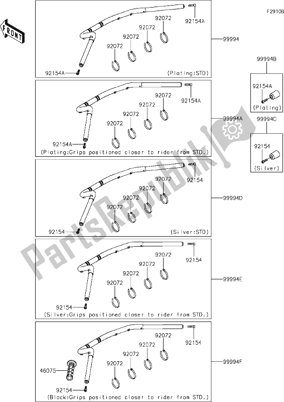 All parts for the 67 Accessory(handlebar) of the Kawasaki EN 650 Vulcan S 2020