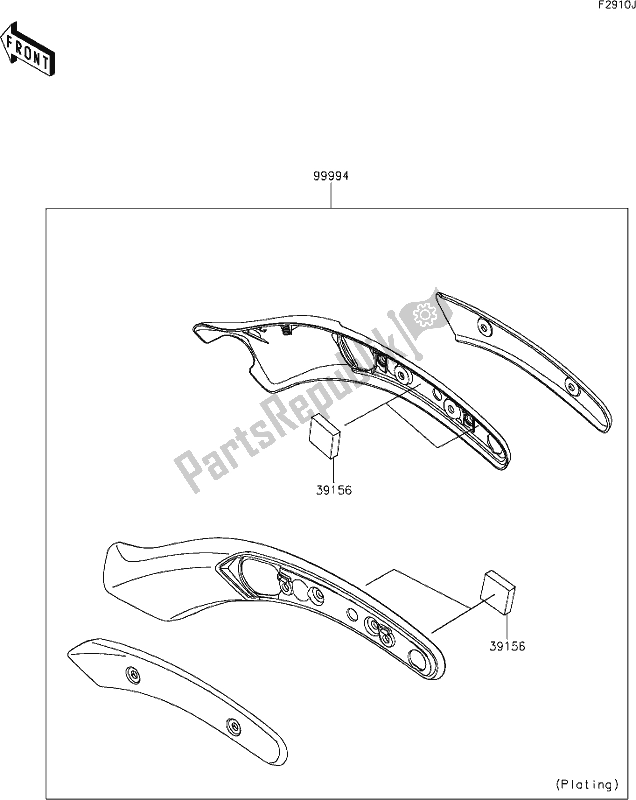 Todas las partes para 74 Accessory(fender Strut Cover) de Kawasaki EN 650 Vulcan S 2020