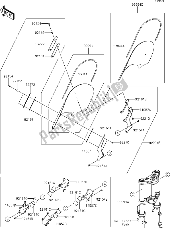 All parts for the 76 Accessory(windshield) of the Kawasaki EN 650 Vulcan S 2020