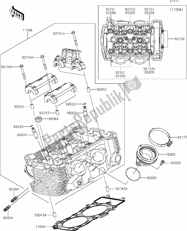 Tutte le parti per il 1 Cylinder Head del Kawasaki EN 650 Vulcan S 2021