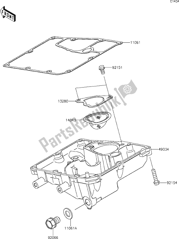 Tutte le parti per il 17 Oil Pan del Kawasaki EN 650 Vulcan S 2021