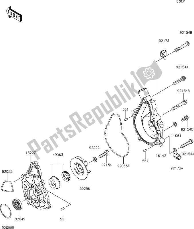 Alle onderdelen voor de 25 Water Pump van de Kawasaki EN 650 Vulcan S 2021