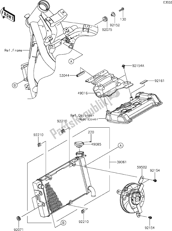Alle onderdelen voor de 26 Radiator van de Kawasaki EN 650 Vulcan S 2021