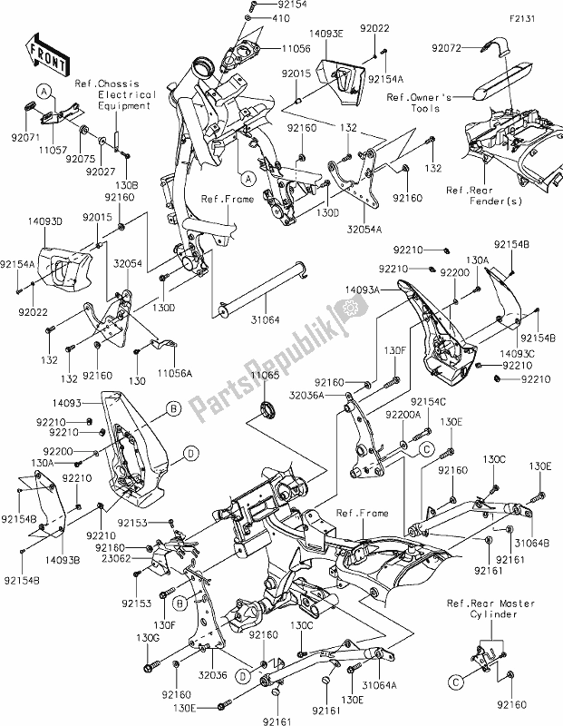 Alle onderdelen voor de 30-1frame Fittings van de Kawasaki EN 650 Vulcan S 2021
