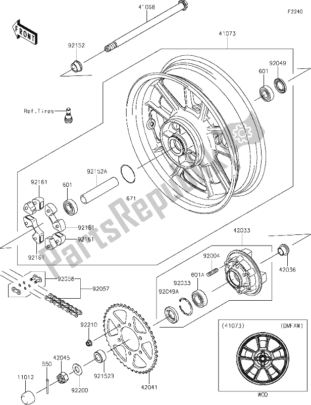 Wszystkie części do 39 Rear Hub Kawasaki EN 650 Vulcan S 2021