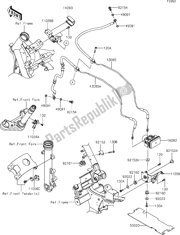 Alle onderdelen voor de 41 Brake Piping van de Kawasaki EN 650 Vulcan S 2021