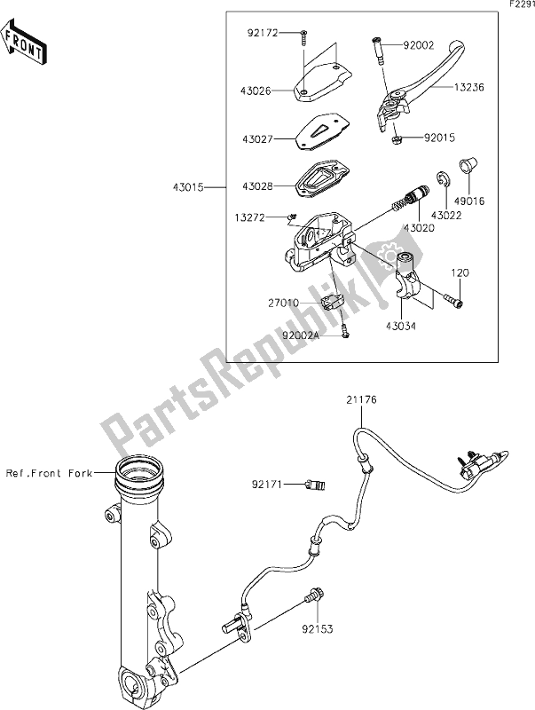 Tutte le parti per il 42 Front Master Cylinder del Kawasaki EN 650 Vulcan S 2021