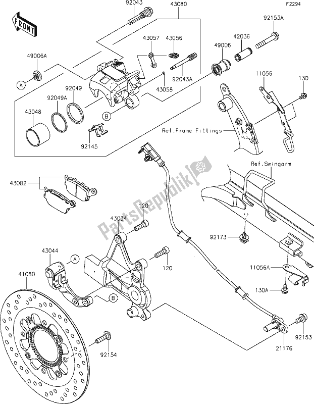 Tutte le parti per il 45 Rear Brake del Kawasaki EN 650 Vulcan S 2021