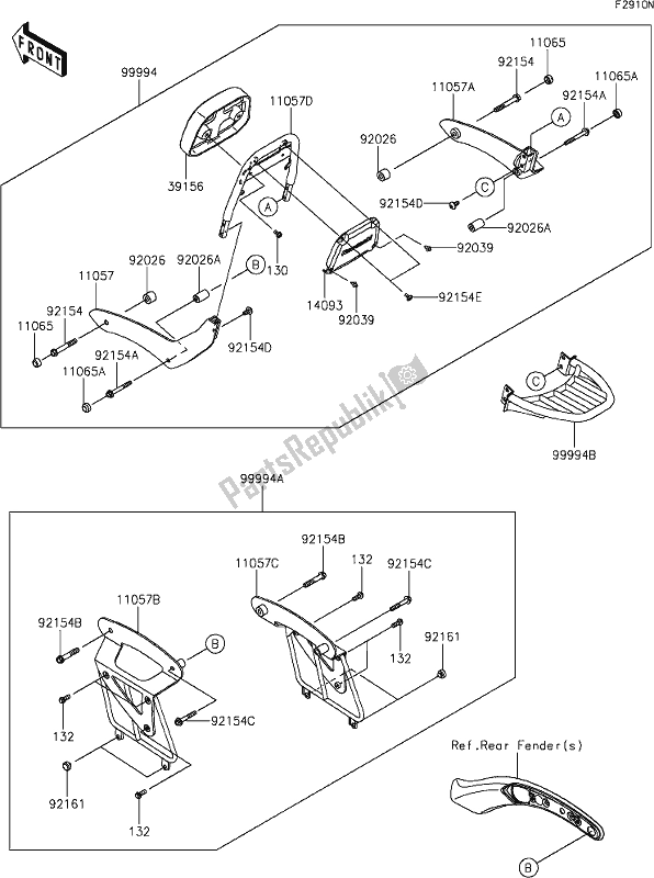 All parts for the 76 Accessory(passenger Backrest) of the Kawasaki EN 650 Vulcan S 2021