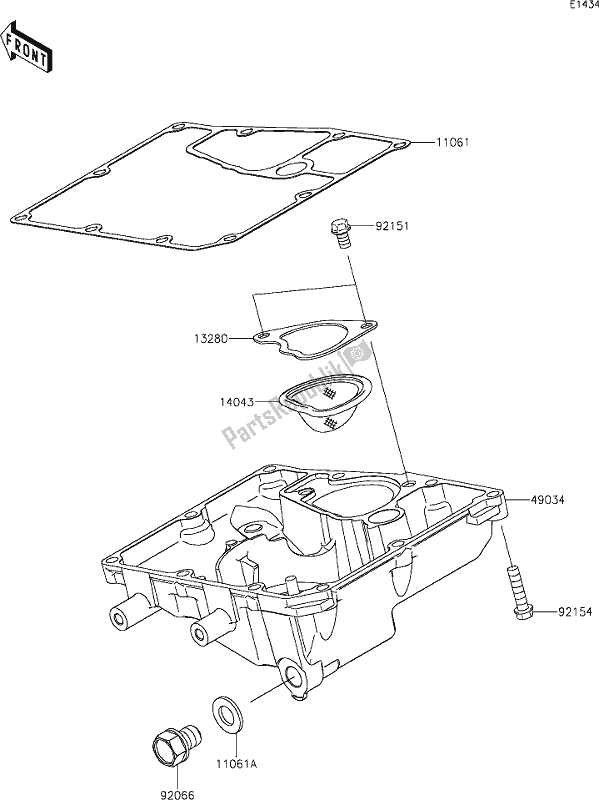 Tutte le parti per il 17 Oil Pan del Kawasaki EN 650 Vulcan S Cafe 2019