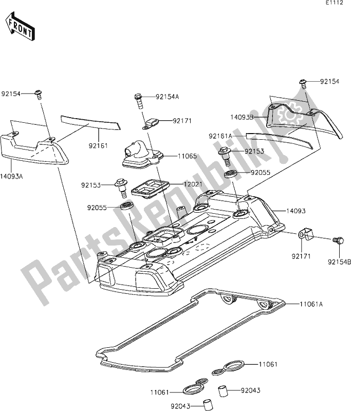 Todas las partes para 2 Cylinder Head Cover de Kawasaki EN 650 Vulcan S Cafe 2019