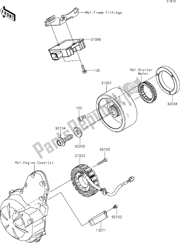 Todas las partes para 22 Generator de Kawasaki EN 650 Vulcan S Cafe 2019