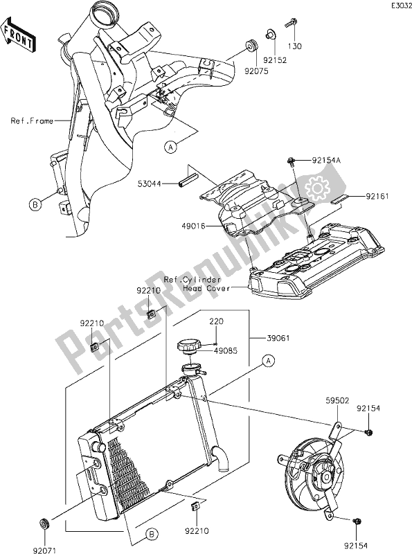 Todas las partes para 26 Radiator de Kawasaki EN 650 Vulcan S Cafe 2019