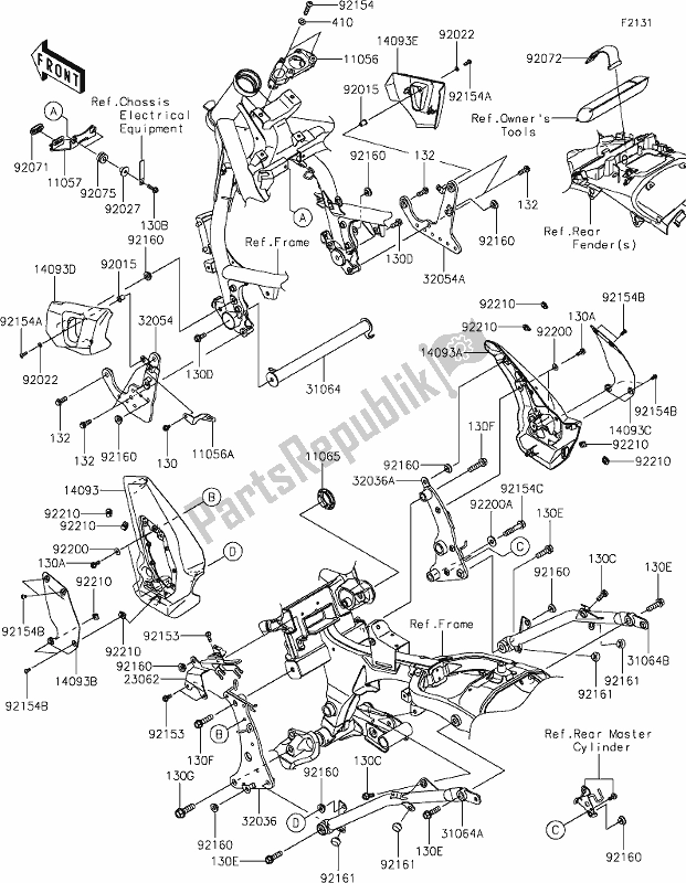 All parts for the 30 Frame Fittings of the Kawasaki EN 650 Vulcan S Cafe 2019