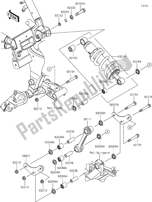 Todas as partes de 32 Suspension/shock Absorber do Kawasaki EN 650 Vulcan S Cafe 2019