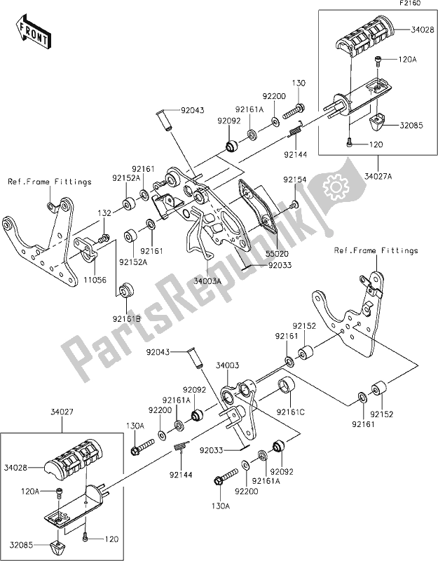 Tutte le parti per il 33 Footrests del Kawasaki EN 650 Vulcan S Cafe 2019