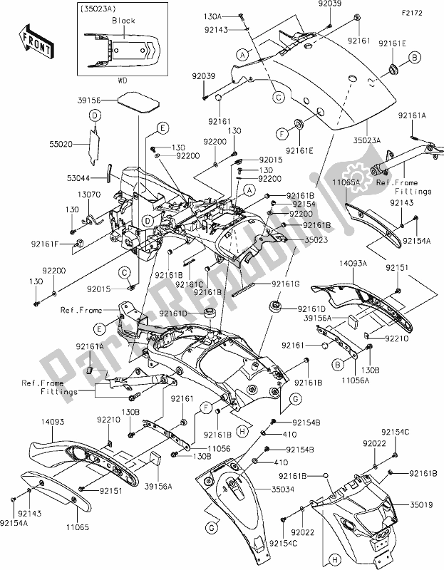 Todas las partes para 35 Rear Fender(s) de Kawasaki EN 650 Vulcan S Cafe 2019