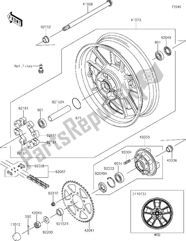 Todas las partes para 39 Rear Hub de Kawasaki EN 650 Vulcan S Cafe 2019