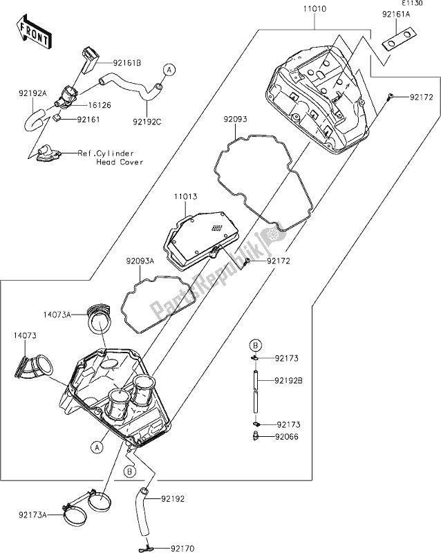 Tutte le parti per il 4 Air Cleaner del Kawasaki EN 650 Vulcan S Cafe 2019