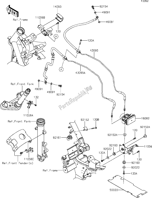 Todas as partes de 41 Brake Piping do Kawasaki EN 650 Vulcan S Cafe 2019