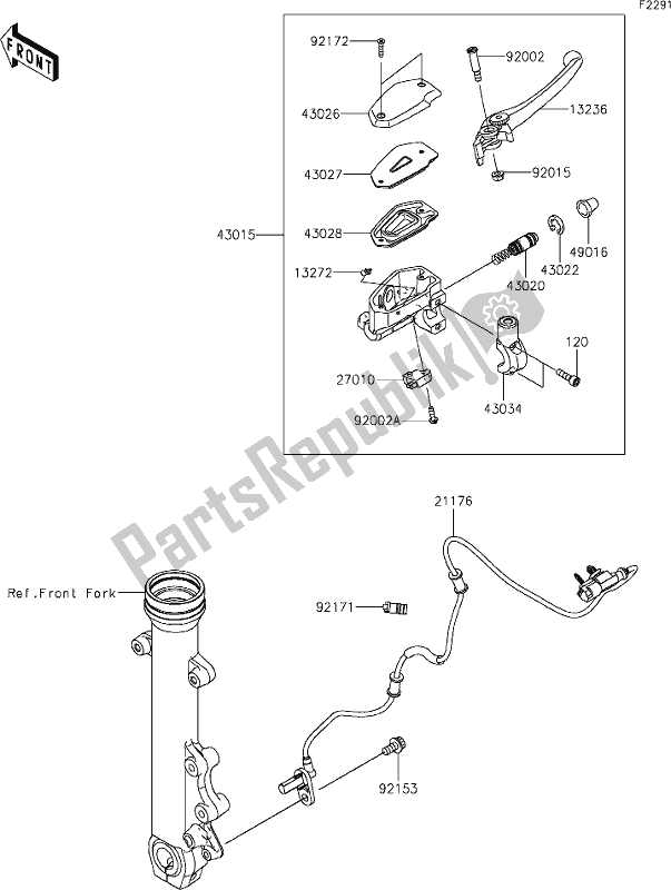 All parts for the 42 Front Master Cylinder of the Kawasaki EN 650 Vulcan S Cafe 2019