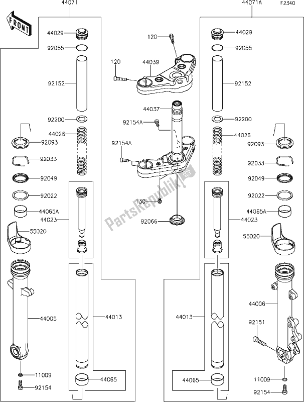 Todas las partes para 47 Front Fork de Kawasaki EN 650 Vulcan S Cafe 2019