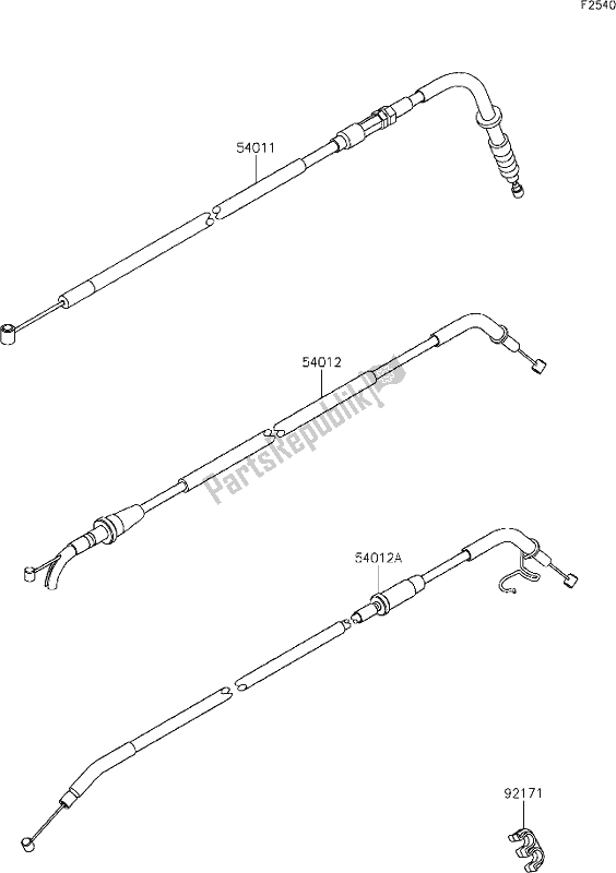 Alle onderdelen voor de 51 Cables van de Kawasaki EN 650 Vulcan S Cafe 2019